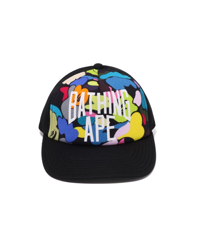 Chapeaux Bape Multi Camo NYC Logo Mesh Noir Homme | BNZ-49956026